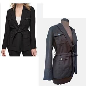 Banana Republic Safari Cargo Pocket Belted Drapey Twill Utility Blazer Jacket 4